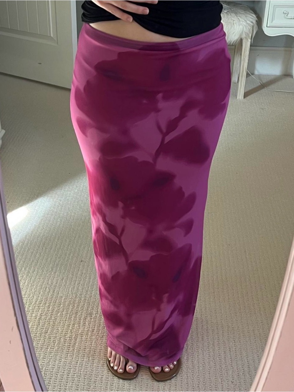 Open Edit XS Magenta Floral Maxi Skirt - Mesh - Picture 2 of 5